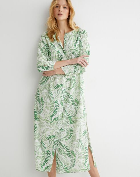 Robe longue imprimée Fougères verte